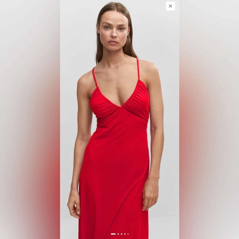 MANGO RUCHED MIDI DRESS - Picture 1 of 5